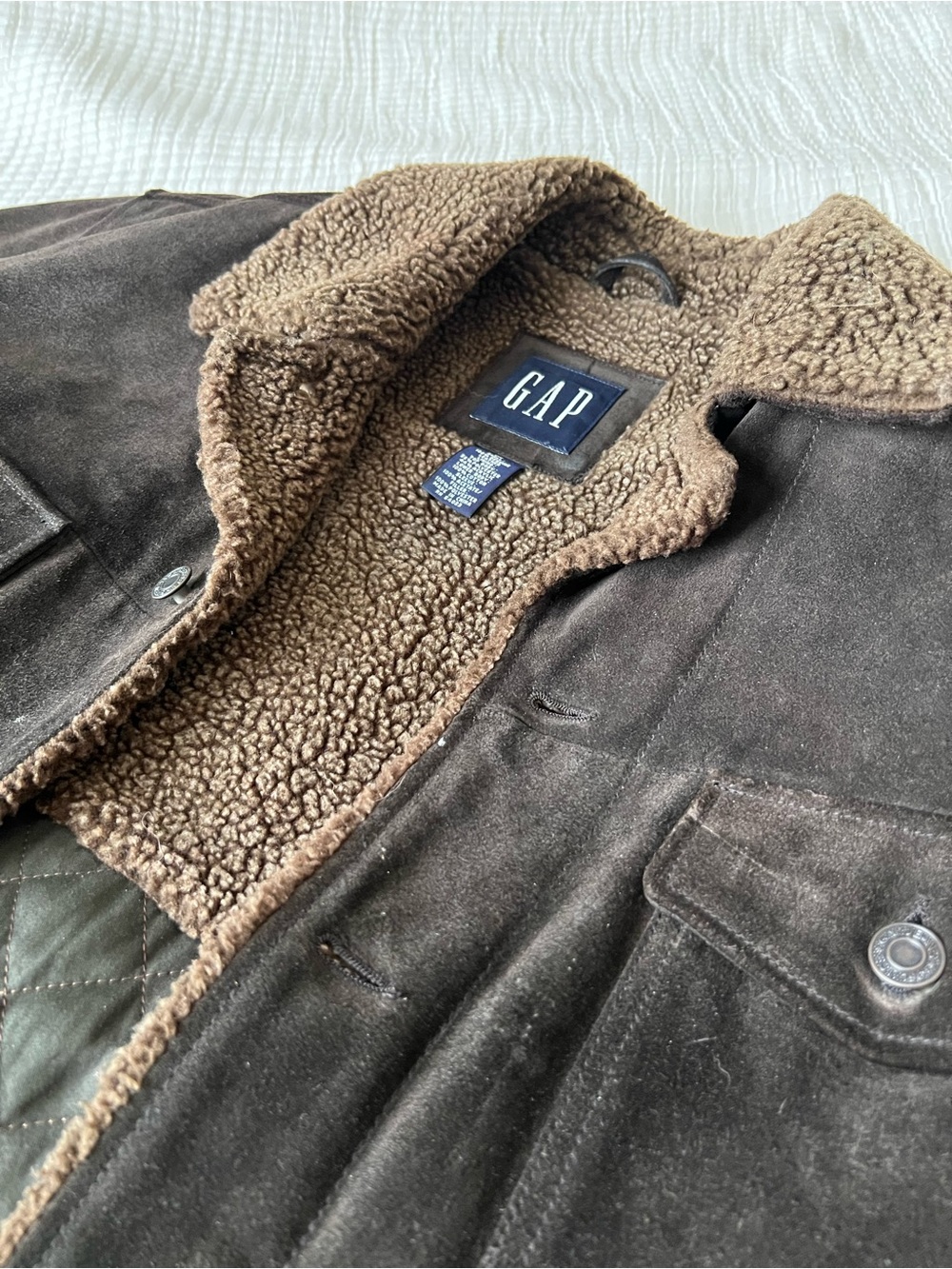GAP Men's Medium Dark Brown Sherpa-Lined Field Jacket